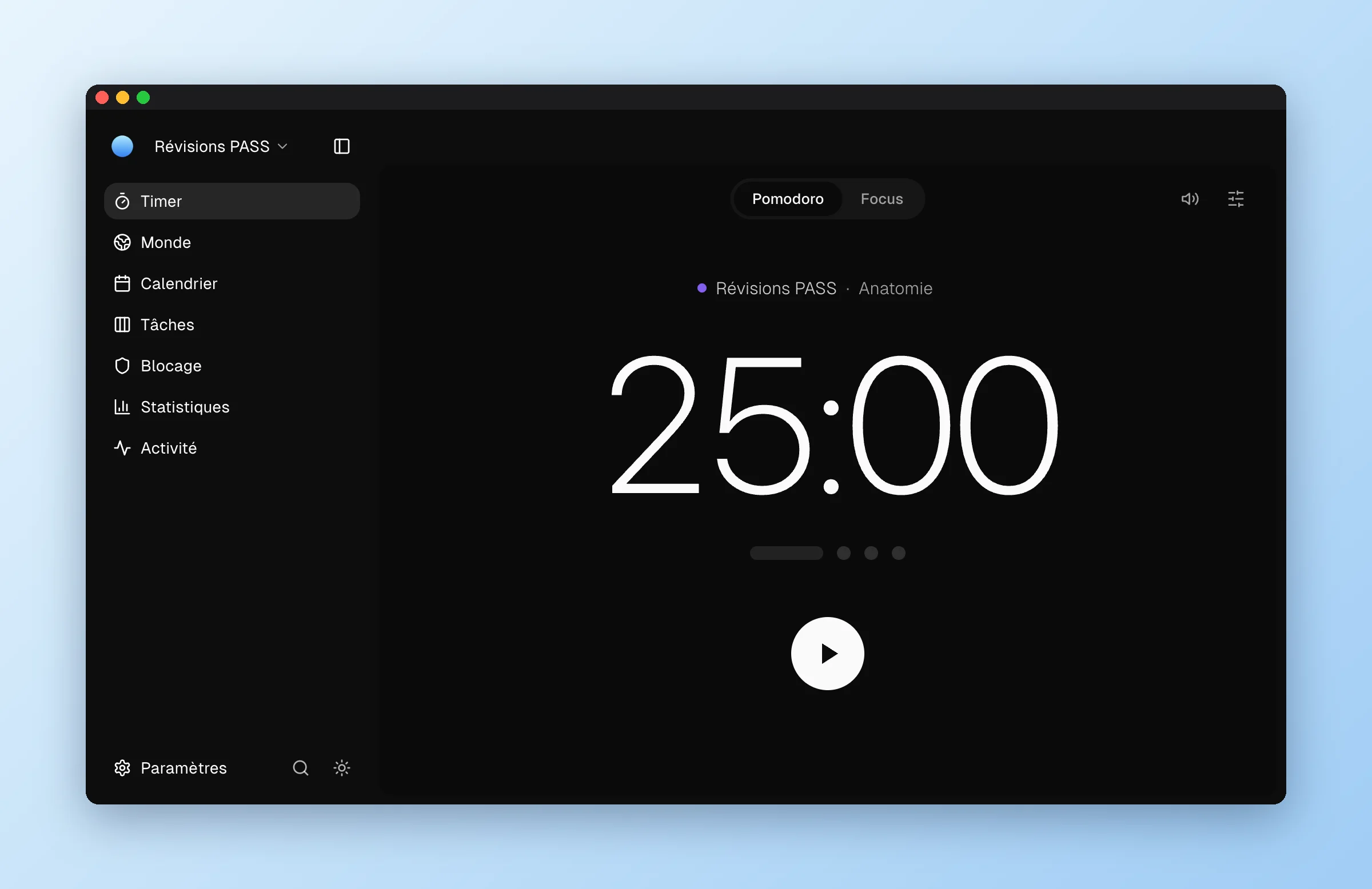 Minuteur Pomodoro de Flowly sur Mac